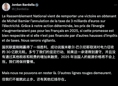 法国政坛危机持续升温 忧虑情绪推动法国债收益率首次短暂压过希腊